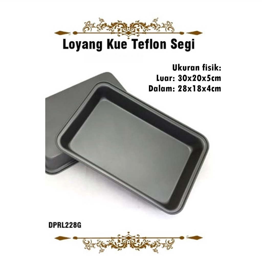 Loyang Kue Teflon/Loyang Anti Lengket/Loyang Segi 30x20x5cm