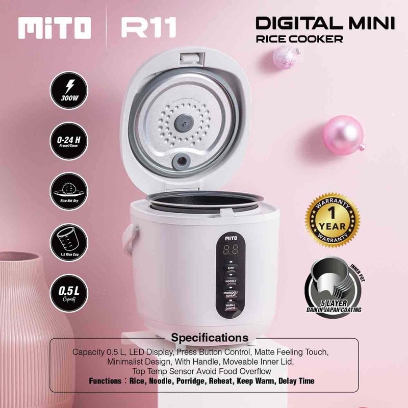 MITO RICE COOKER MINI DIGITAL R11 R-11 0,5 L GARANSI RESMI