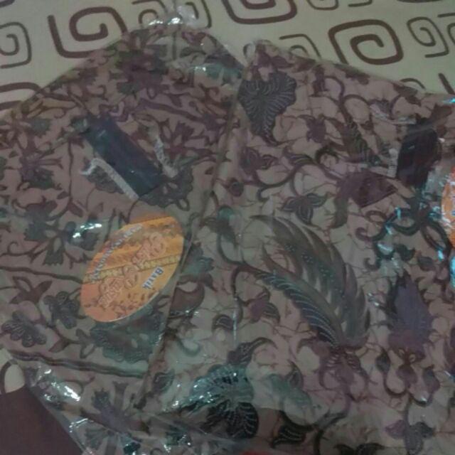 Couple Tunik Sogan Serut Genes Apsari Coklat Batik Modern Midi Sarimbit Kerja Seragam Kantor