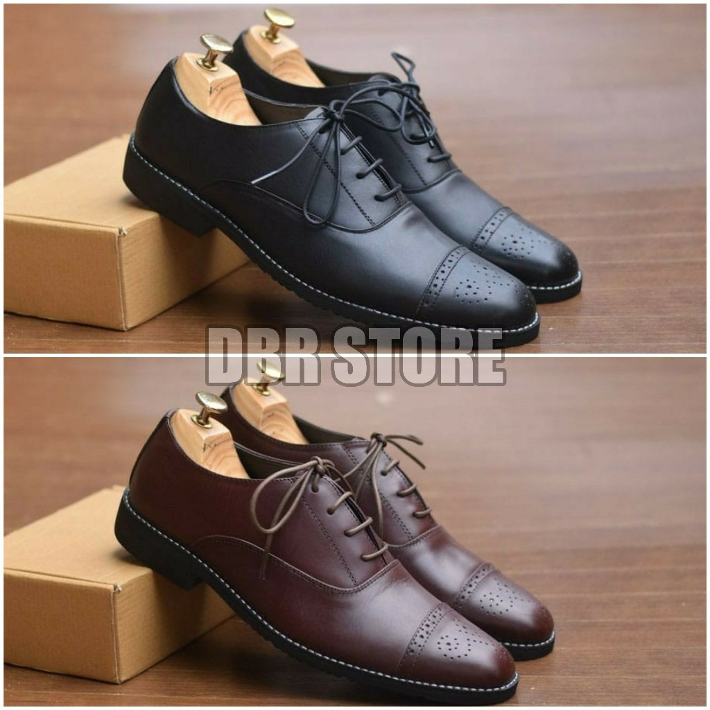 ORIGINAL - Sepatu Kerja Pantofel/Pantopel Azcost Kulit Sapi Asli Cowok/Pria - Oxford Hitam Coklat
