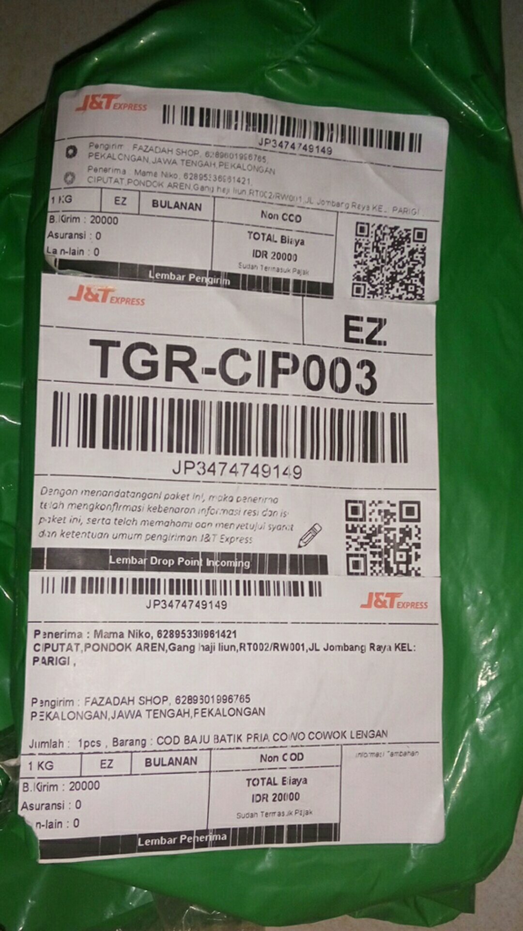 Cod Baju Batik Pria Cowo Cowok Lengan Pendek Batik Pekalongan Batik Atasan Casual Kemeja Miring New