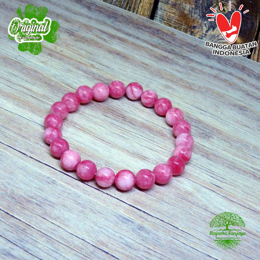 Gelang Batu Natural Pink Borneo 8Mm