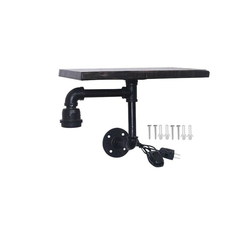 EELIC ELC-M006 Lampu hias meja klasik pipa dan papan kayu lengkap dengan tombol switch on/off menggu