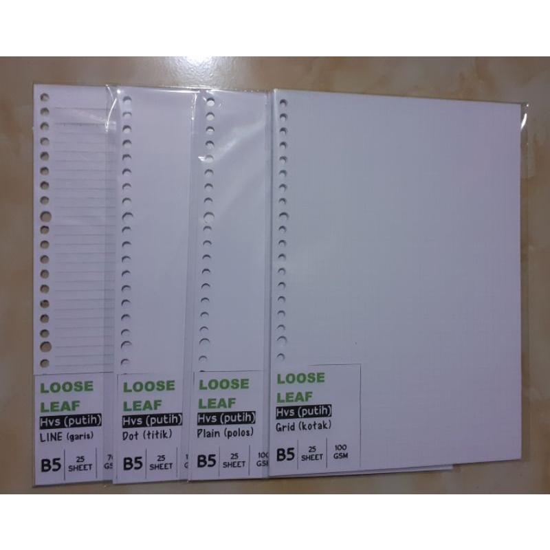 

Isi buku binder B5 dot (titik), grid (kotak), polos, garis dan warna