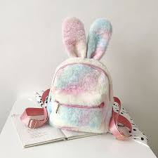 TAS RANSEL FASHION WANITA ANAK DAN DEWASA KELINCI LITTLE BUNNY BAHAN BULU HALUS TALI ADJUSTABLE