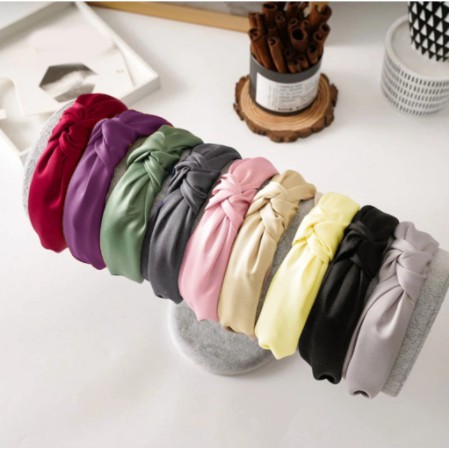 PREMIUM BANDO POLOS KOREA - Bandana Wanita Simpul Bahan Satin - Aksesoris Rambut Wanita Import