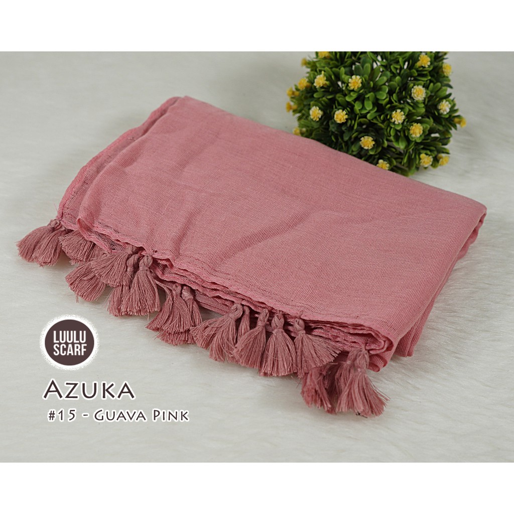 Pashmina Polos Tassel bahan Paris Viscose - AZUKA by Luulu Scarf-#15 - Guava Pink
