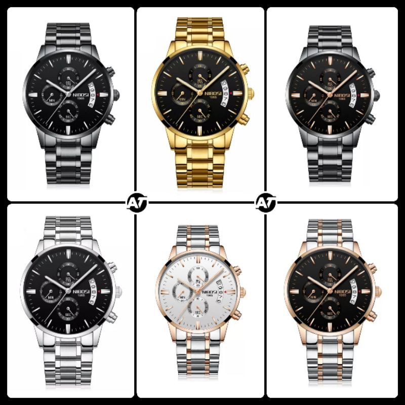 Jam Tangan Pria Chronograph Anti Air NIBOSI 2309 FULLSET ORIGINAL Garansi