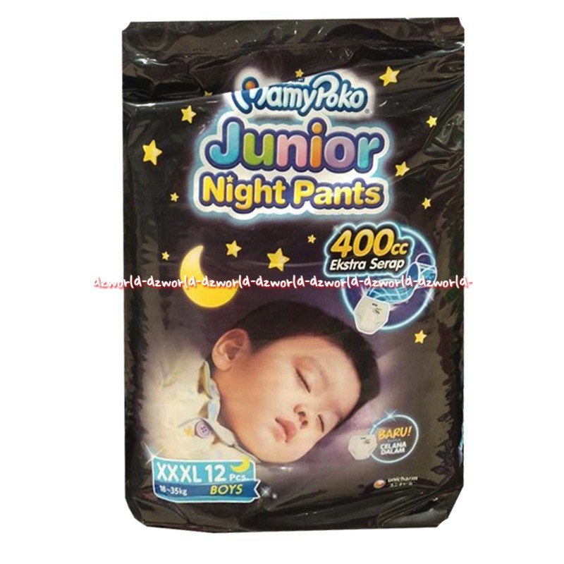 Mamypoko Junior Night Pants Boys XXL 12 Diapers celana desain tipis Laki Laki Cowok Mamy Poko