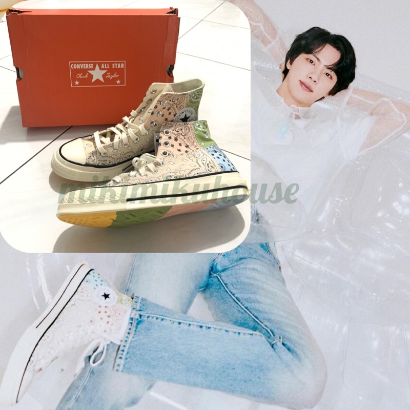 BTS JIN CONVERSE CHUCK 70 PAISLEY ORI BTS FASHION SEPATU JIN BTS SEPATU CONVERSE BTS OUTFIT STYLE