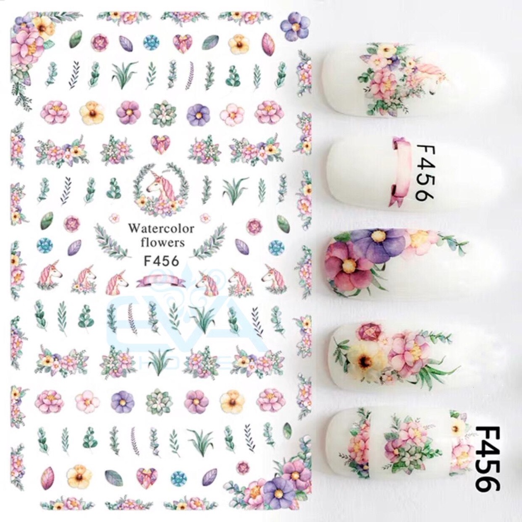 FLOWERS SERIES Ultra Thin Nail Stickers Stiker Kuku Bunga