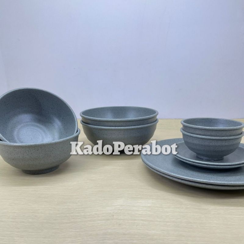 piring mangkok onyx - tempat makan onyx set - piring mangkok melamine