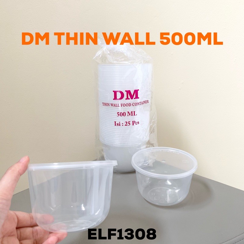DM Thin Wall 500ml Thinwall 500 ml Mangkok Plastik Bowl Food Container Ready Stock Gojek Grab Murah