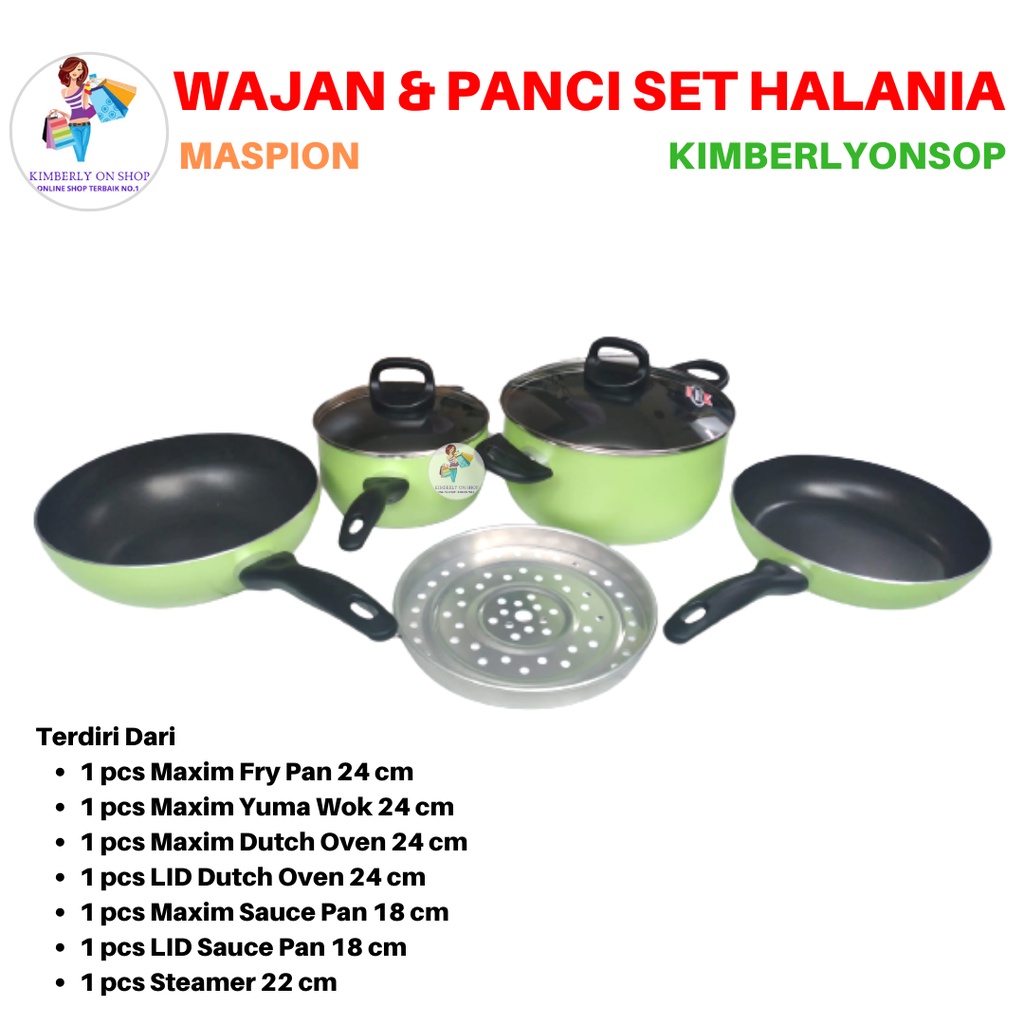 Panci Halania 7 pcs Set Fry Pan Saucepan Dutch Oven Wajan Maxim