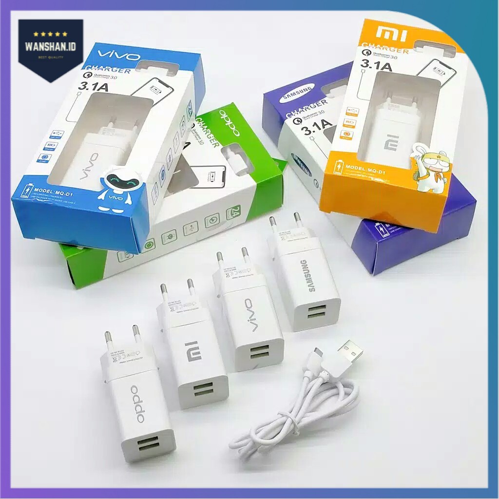 [WS] CHARGER / CASAN BRANDED 2 USB VOOC MICRO USB FOR ANDROID [TC-04] 2 USB