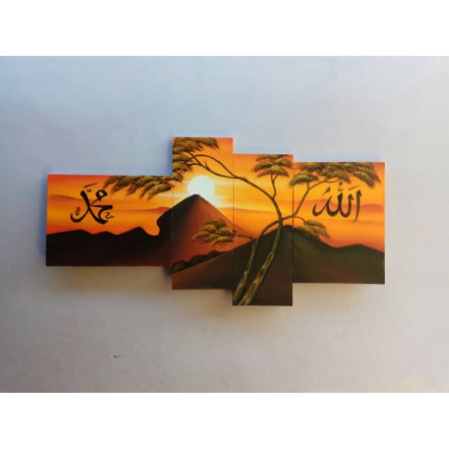 Lukisan panel kaligrafi pemandangan alam