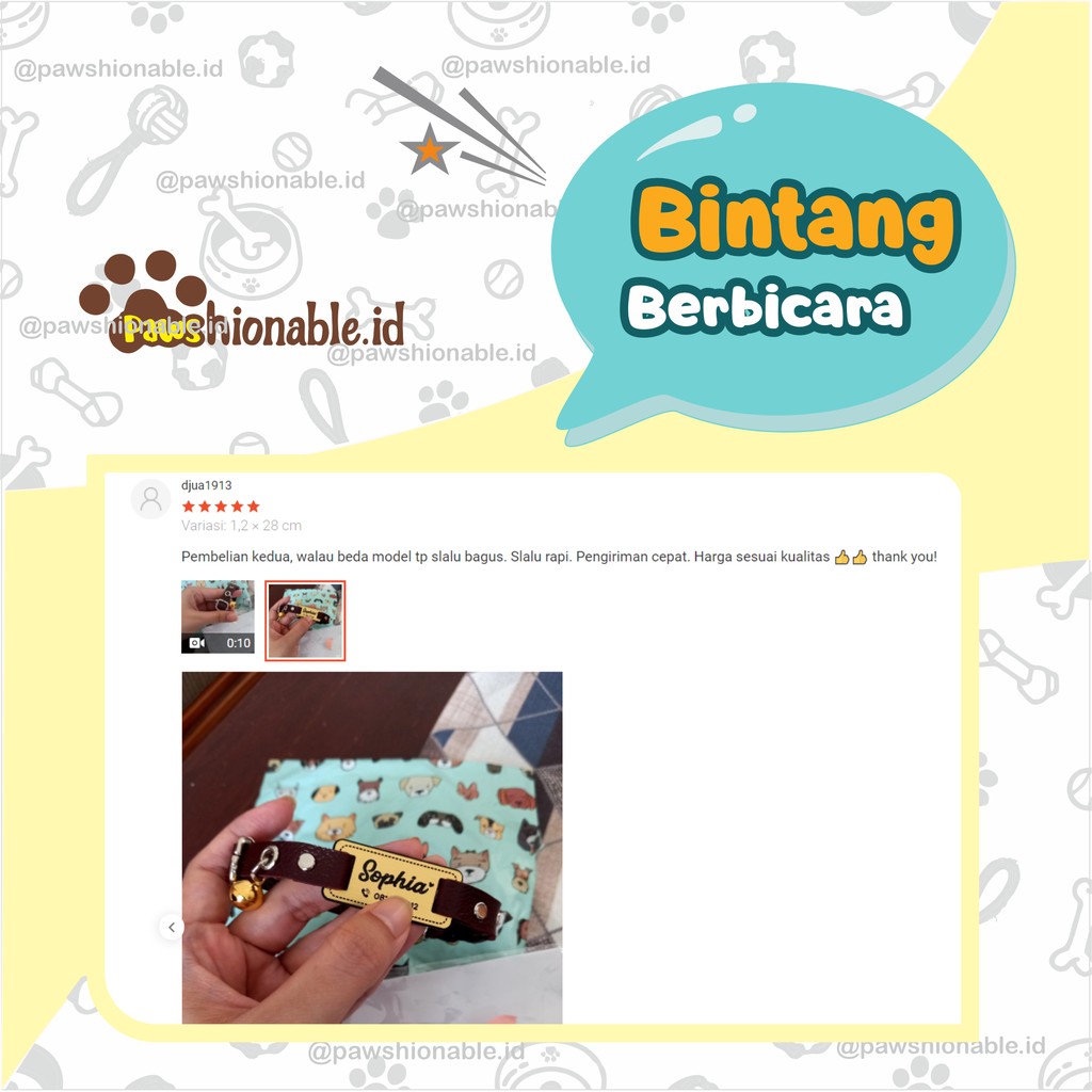 K18 - Kalung Custom Nama Kucing Anjing PU Leather/Kulit Sintetis