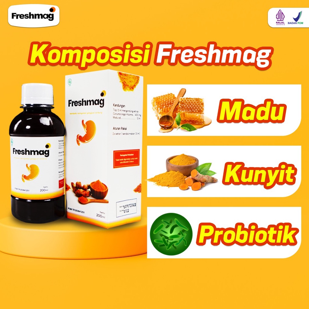 FRESHMAG PAKET 5 BOTOL - 3x Lebih Cepat Atasi Masalah Lambung Madu Herbal Alami Atasi Masalah Lambung Gerd Infeksi Lambung Magh Maag Kronis Penambah Nafsu Makan Jaminan Asli Distributor Freshmag Aman Terpercaya  BPOM HALAL Fresh Maag Presmag Zestmag