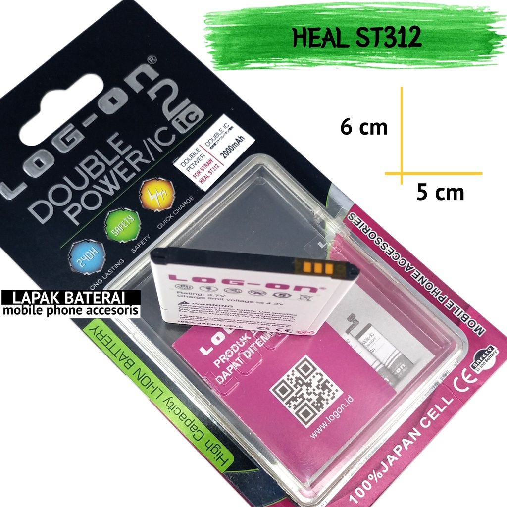 LOG - ON Baterai Strawberry ST312 Heal Double IC Protection Battery Batre