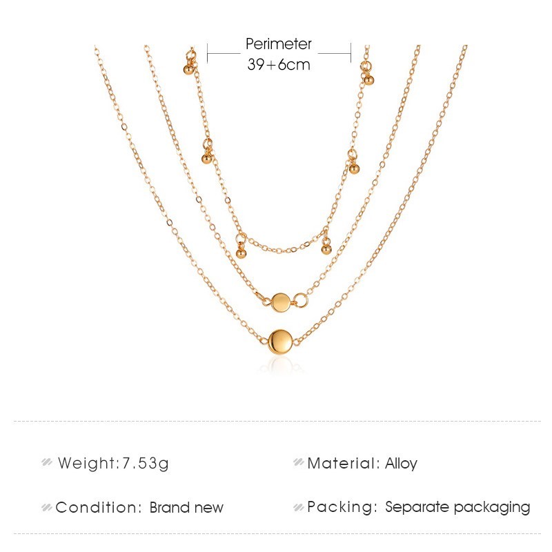 【MHANG】Kalung Liontin Logam Bulat Sederhana Rantai Klavikula Multilayer Retro Yang Dipersonalisasi Fashion Perhiasan Wanita Gaya Hip-hop