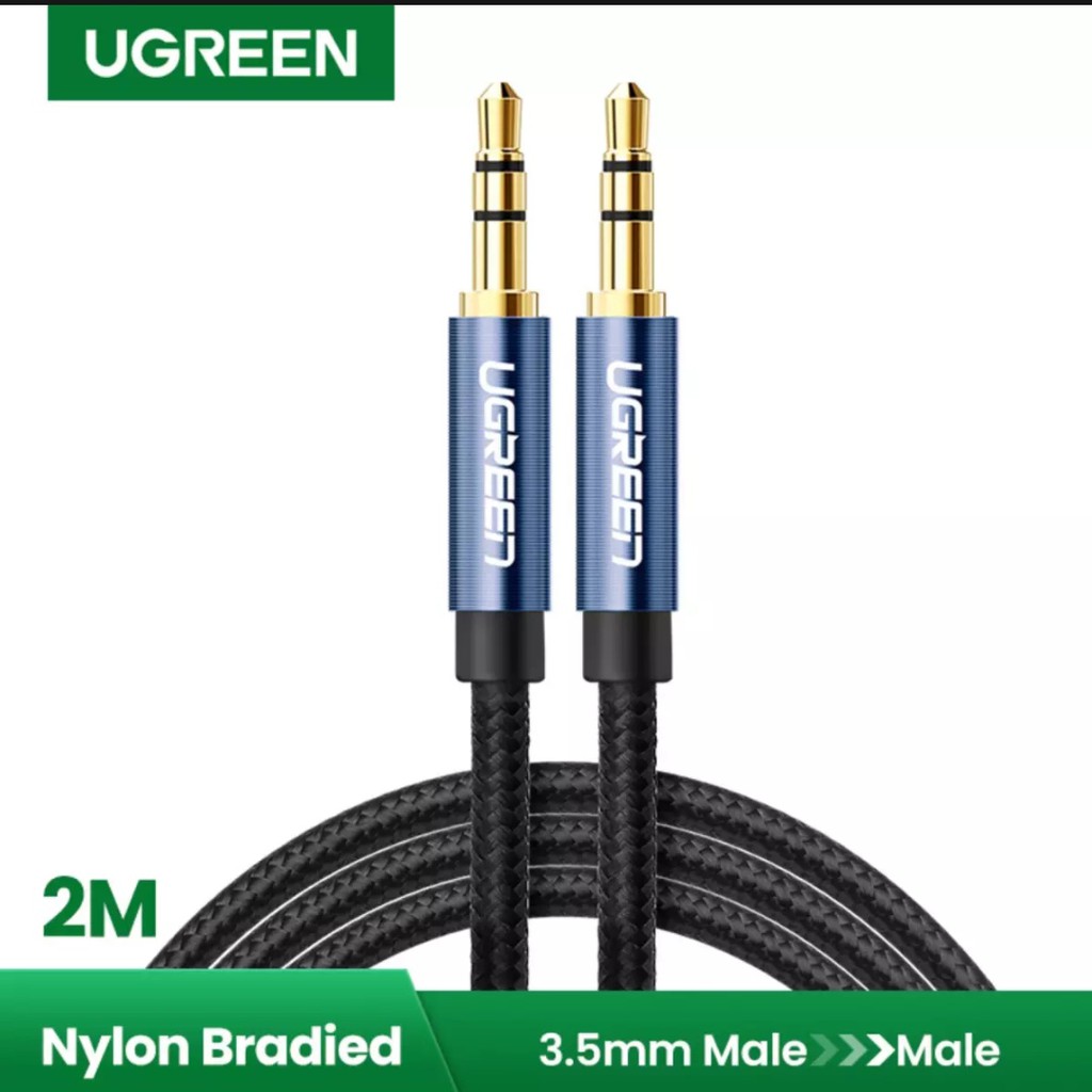 Ugreen Kabel Nylon Braided Audio Jack 3.5mm Extension 100cm Kabel Aux Male to Male 3.5mm Tali Sepatu