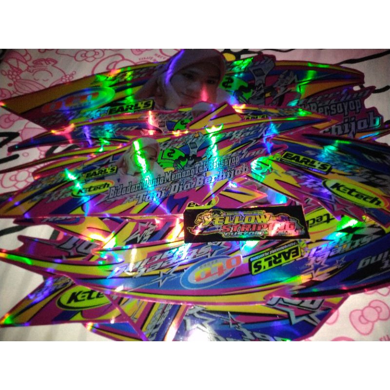 STRIPING CUSTOM VIXION SILUMAN DEPAN COVER NINJA RR FULL BAHAN HOLOGRAM PELANGI