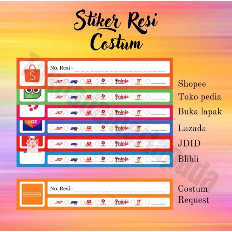 

stiker resi costum 1 pcs