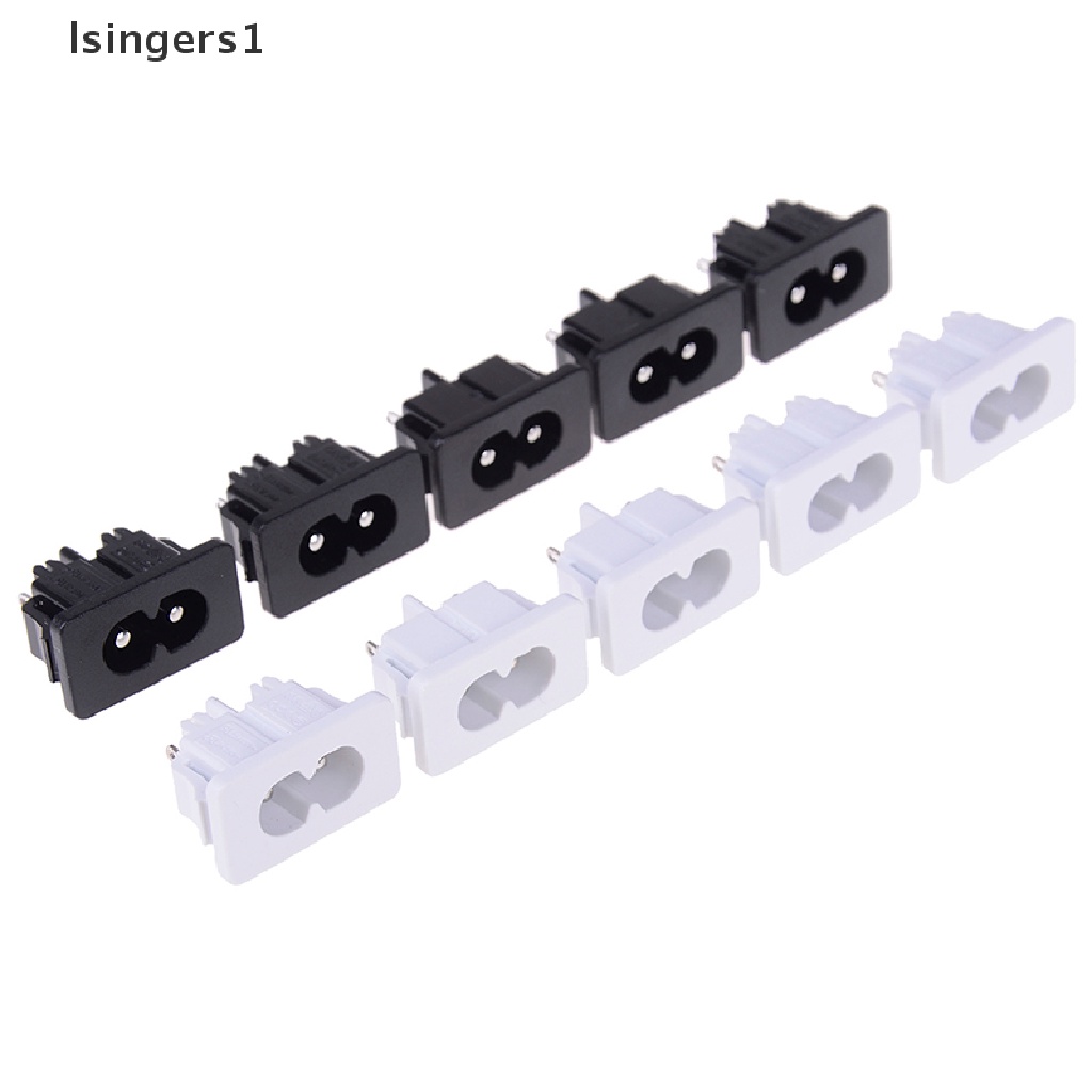 (lsingers1) 5pcs Konektor power inlet AC250v 2.5a iec320 c8 male 2 Pin