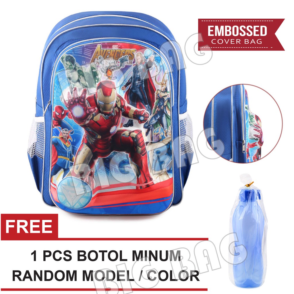 Tas Ransel Anak Laki Laki Karakter - Big Emboss.RTM - BLUE + FREE Botol Minum