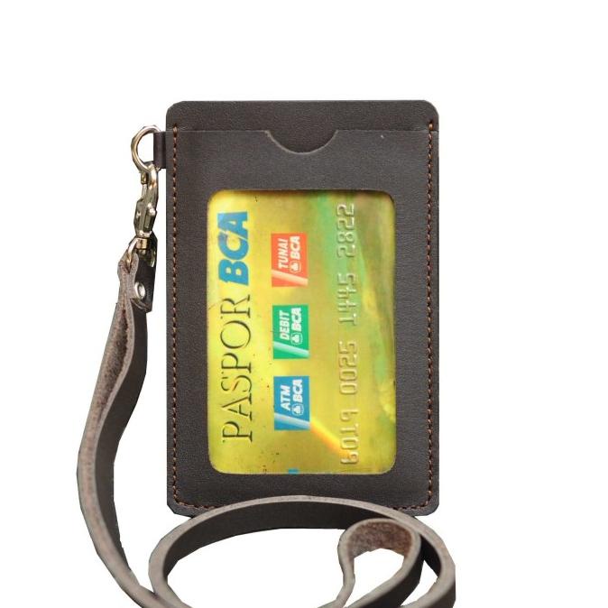 

[[COD]] id card holder name tag gantungan kalung kulit coklat tua PROMO Kode 987