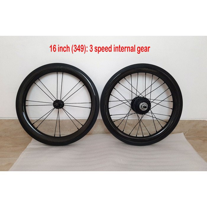 Carbon Wheelset - 16 inch Brompton 3sixty Pikes- 3 speed internal Gear