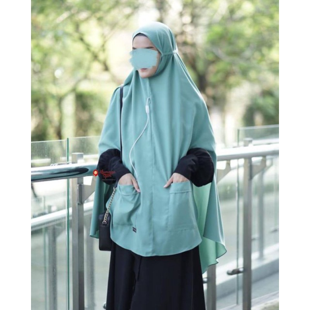 Bergo Handta Khumaira Syar'i original - Khimar Instan syari tali non pet jilbab kerudung wolfis grad