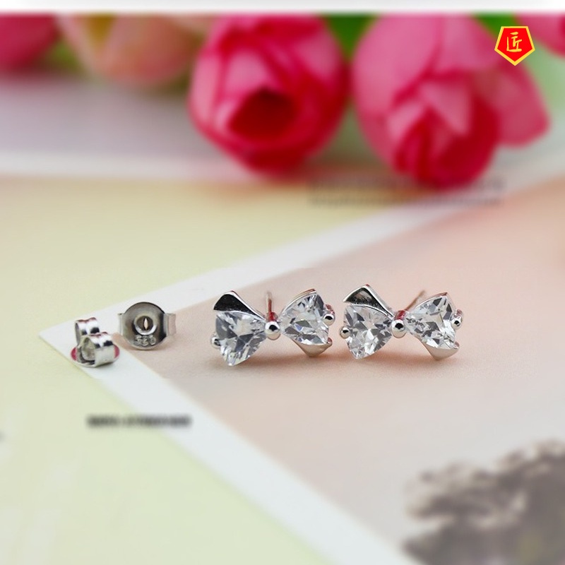 [Ready Stock]Cute Bow Diamond Stud Earrings