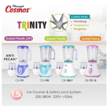 Cosmos Blender Plastik 1.5 Liter CB-180 F Trinity Blade CB180F