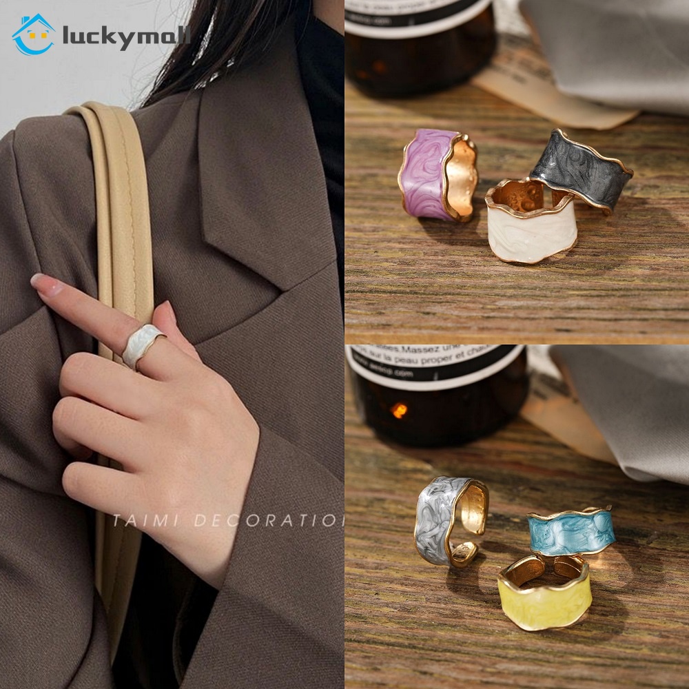 Retro Fashion Geometry Ring Elegant Adjustable Ripple Rings Simple Women Jewelry Accessories Gift