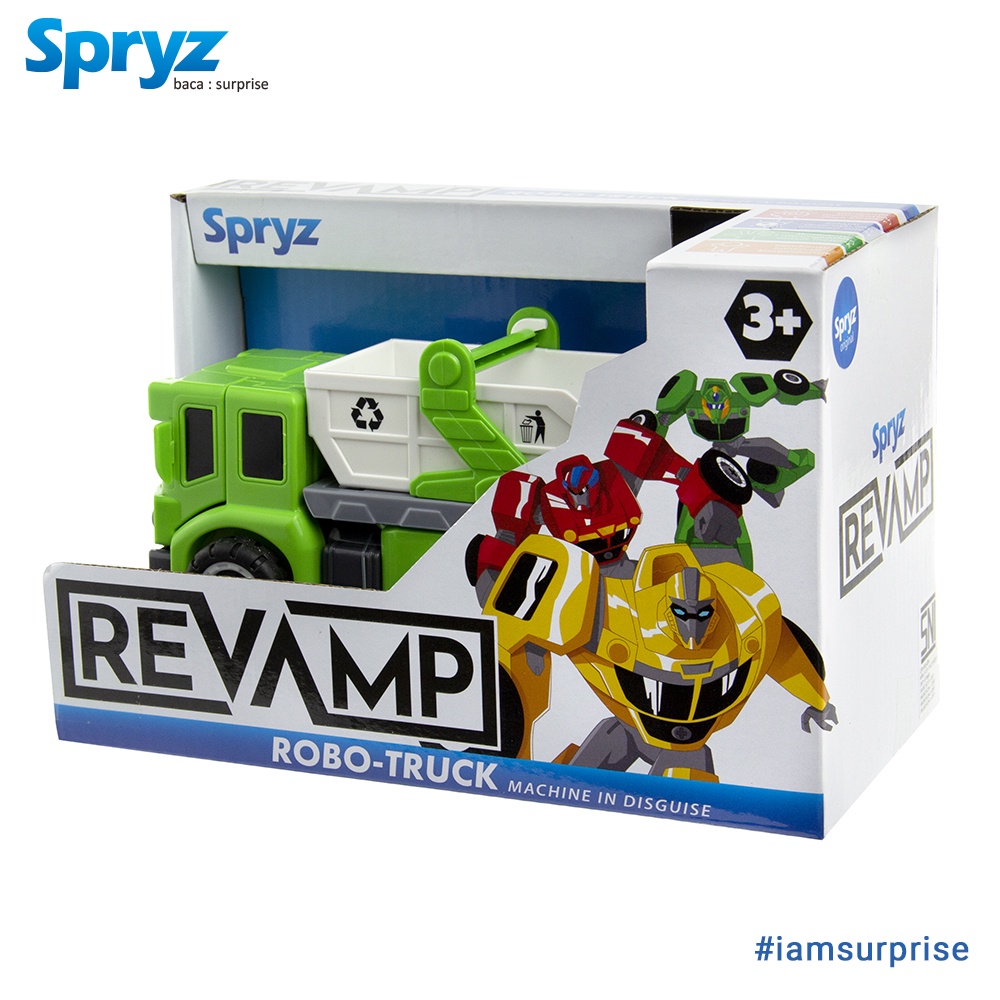 Spryz Revamp Robo Truck Green - Mainan Truk Robot Transformer DIY