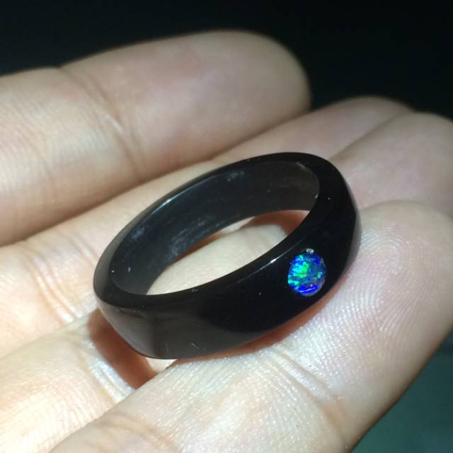 Cincin Kawin Tanduk Kerbau Hias Mata Batu Kalimaya Susu Asli Maja