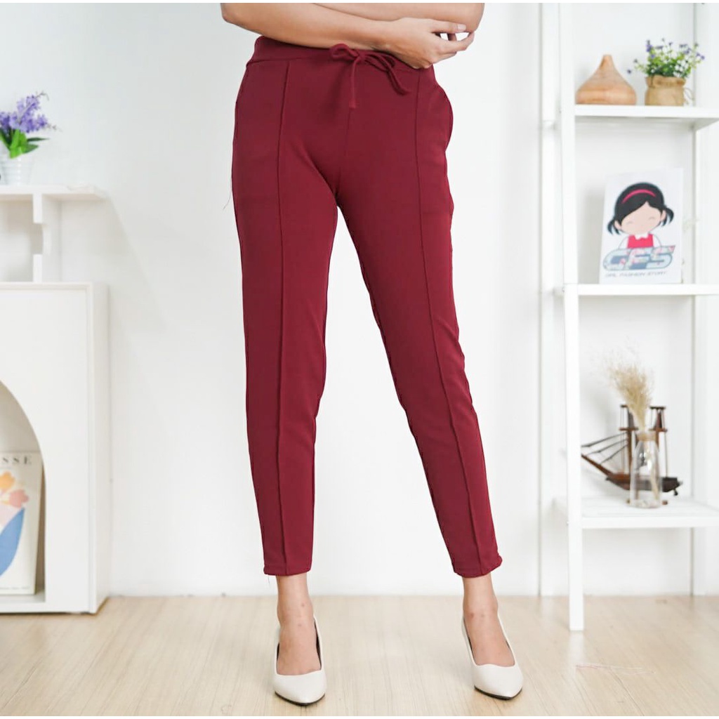 BEFAST - ZFS OOTD Celana Panjang HIKA / DOTY BASIC SCUBA PANTS / Celana Panjang Wanita / Celana Panjang Casual / Bawahan Celana Panjang kerja / Celana Panjang Formal / Terbaru / Celana Polos Kekiniaan Remaja