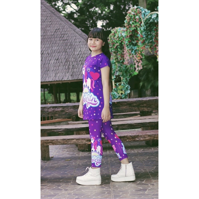 setelan anak karakter unicorn , set baju anak karakater lucu