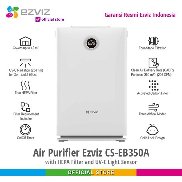 Air Purifier Ezviz CS-EB350A with HEPA Filter and UV-C Light Sensor