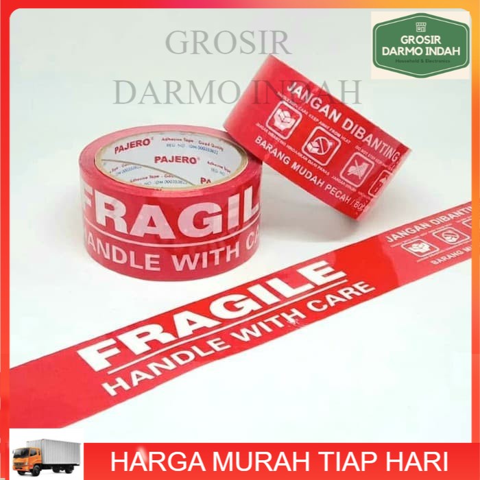 

DARIN RED Isolasi Lakban PAJERO FRAGILE PECAH BELAH Solasi Tape Kardus