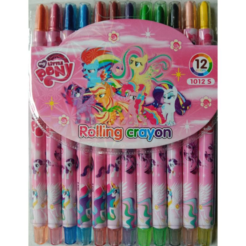 krayon Putar 12Warna Anak,Pensil 12Warna Crayon Putar Panjang-Pony