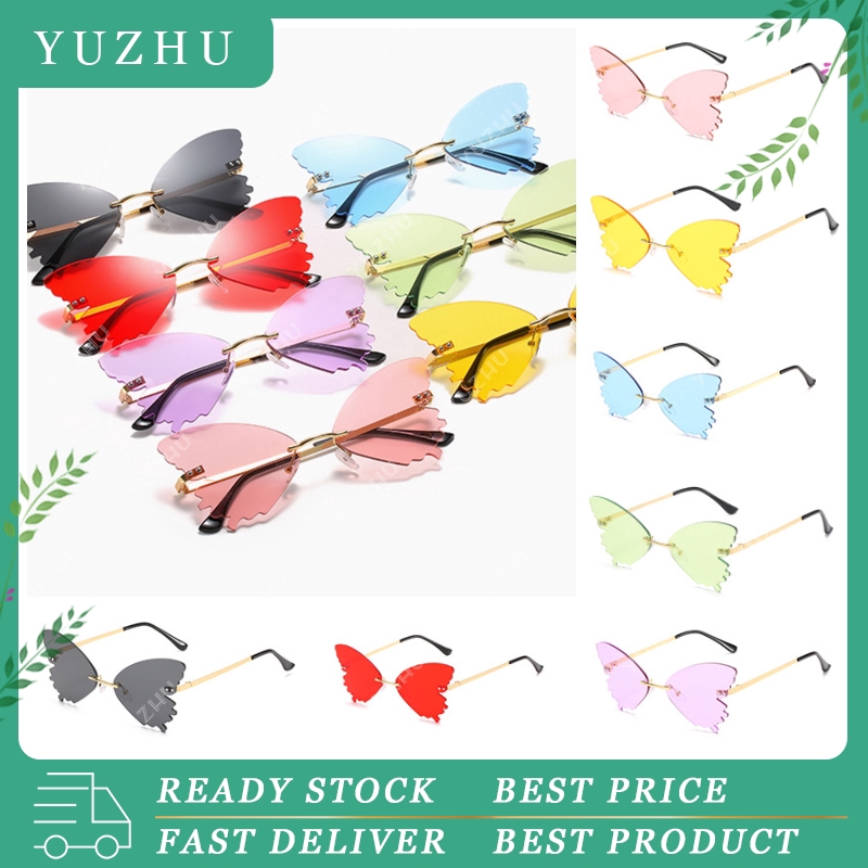 (YUZHU) Bayar Di Tempat Kacamata Wanita Korea Kacamata Candy Kacamata Rimless Kacamata Hitam Anti UV