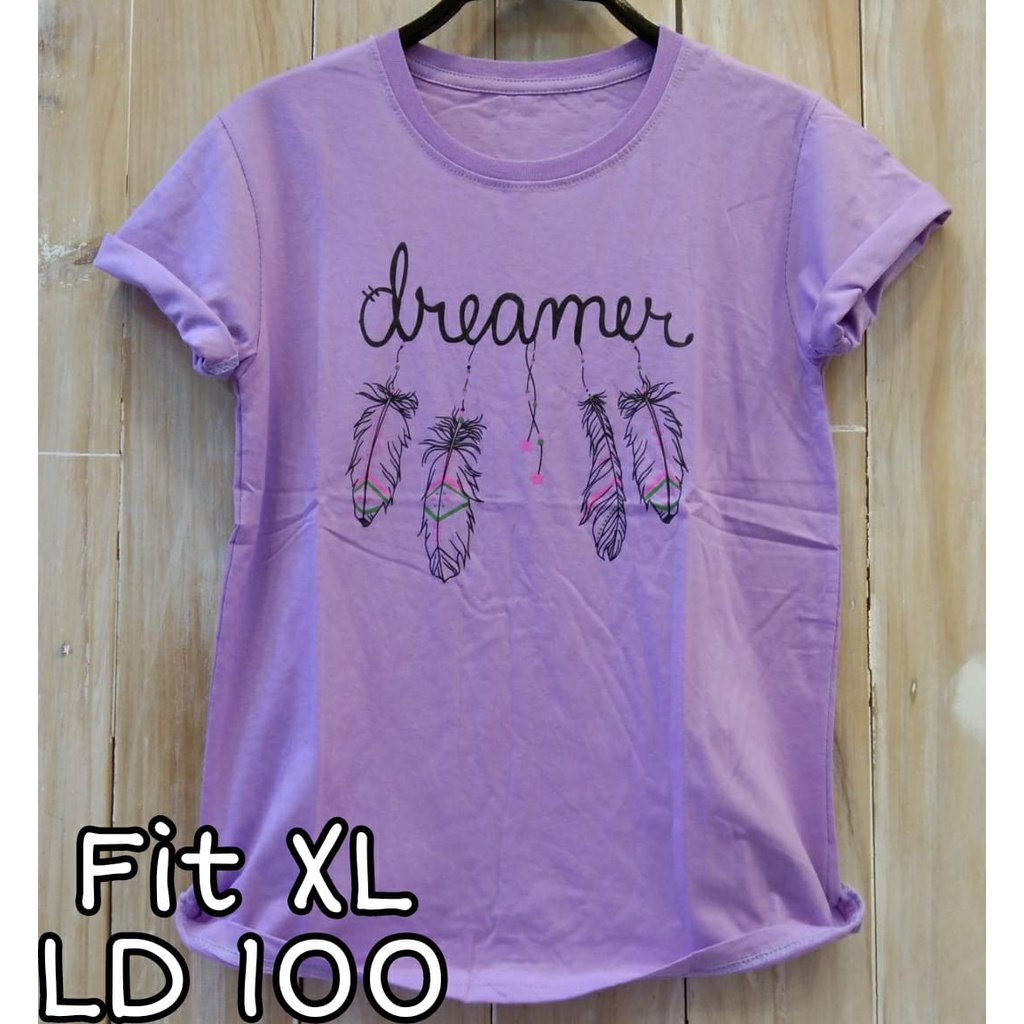 Kaos Wanita Fit XL LD 100 cm Lengan Pendek Baju Perempuan Distro Jumbo Oversize Bigsize Pakaian Tshi