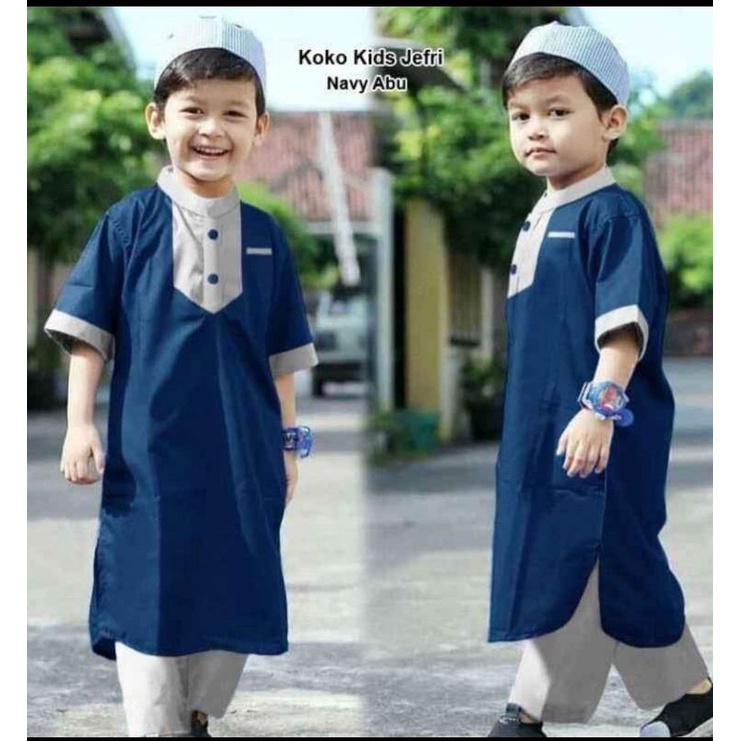 Setelan Baju Koko Anak Laki laki Sarimbit Terbaru 2024 Fashion Muslim Satu Set Nibras NSAL1-10 Tahun