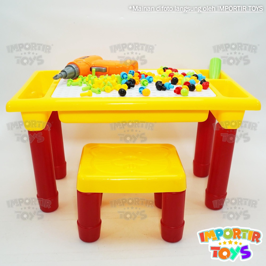 Set Meja Kursi Lego Learning Table Peralatan Belajar dan Bermain Anak