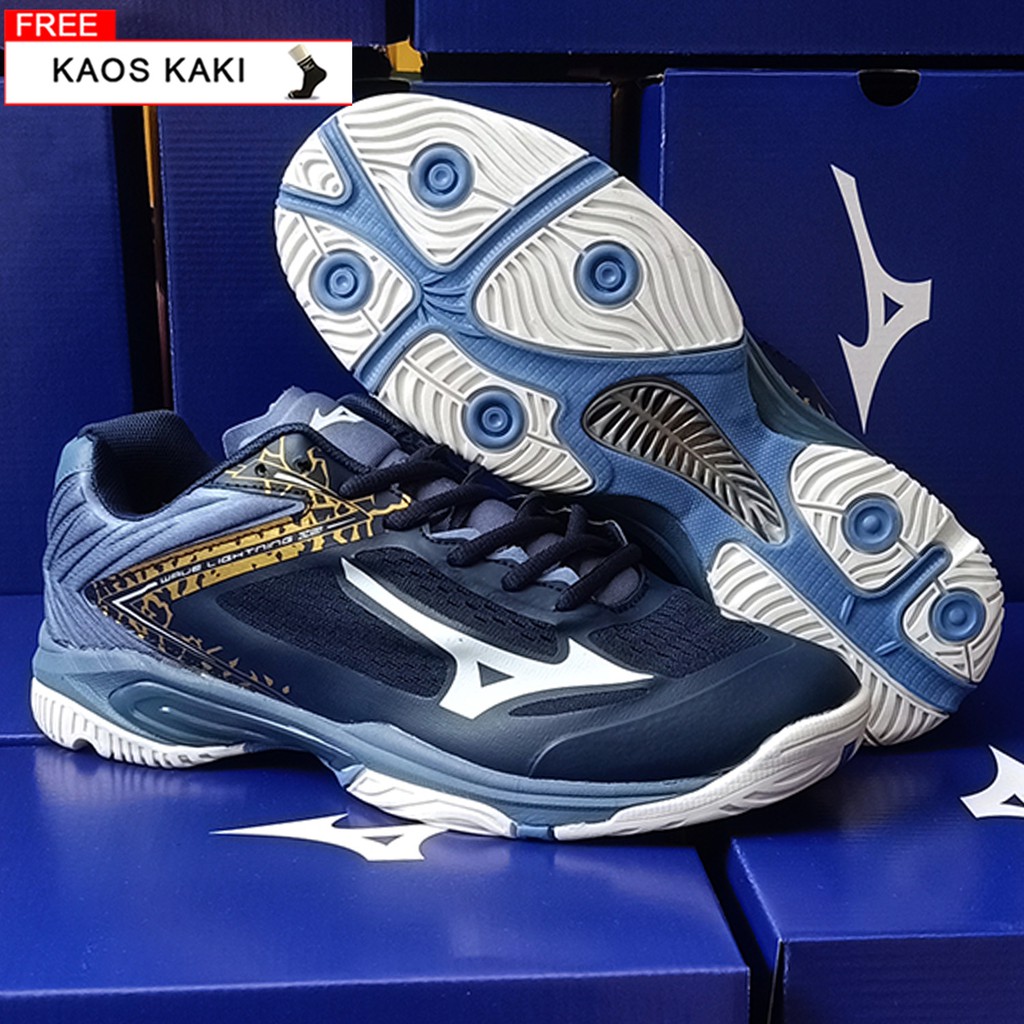 Sepatu Running Mizuno Wave Lightning Z5 Warna Biru, Sepatu Lari Voli Volley Mizuno