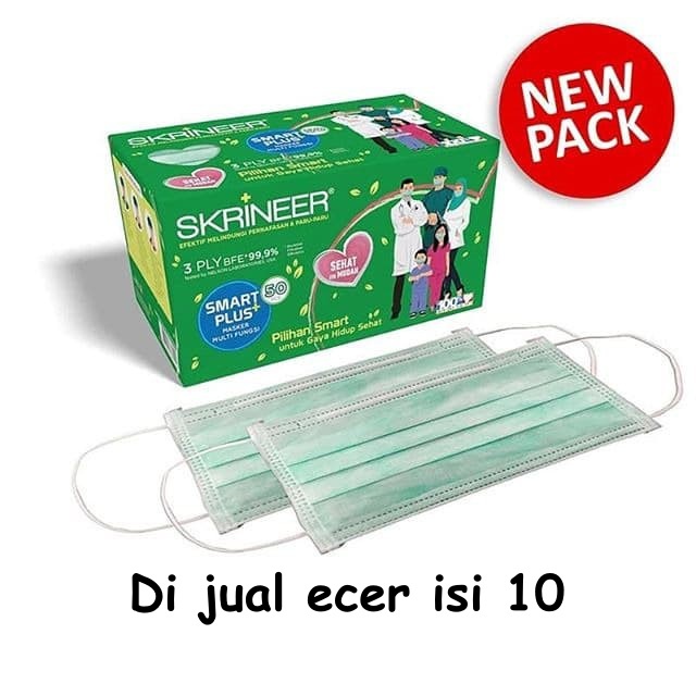 MASKER SKRINEER EARLOOP SMART PLUS 3PLY ECER ISI 10