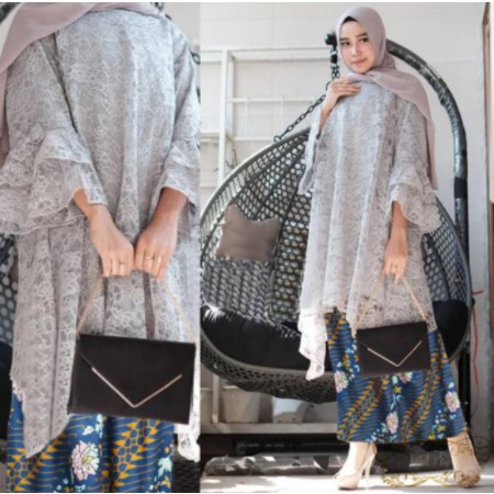 Setelan Wanita Remaja Jumbo Terbaru 2022 Model Kekinian Setrok Batik Setelan Tunik Rok Batik Brukat 