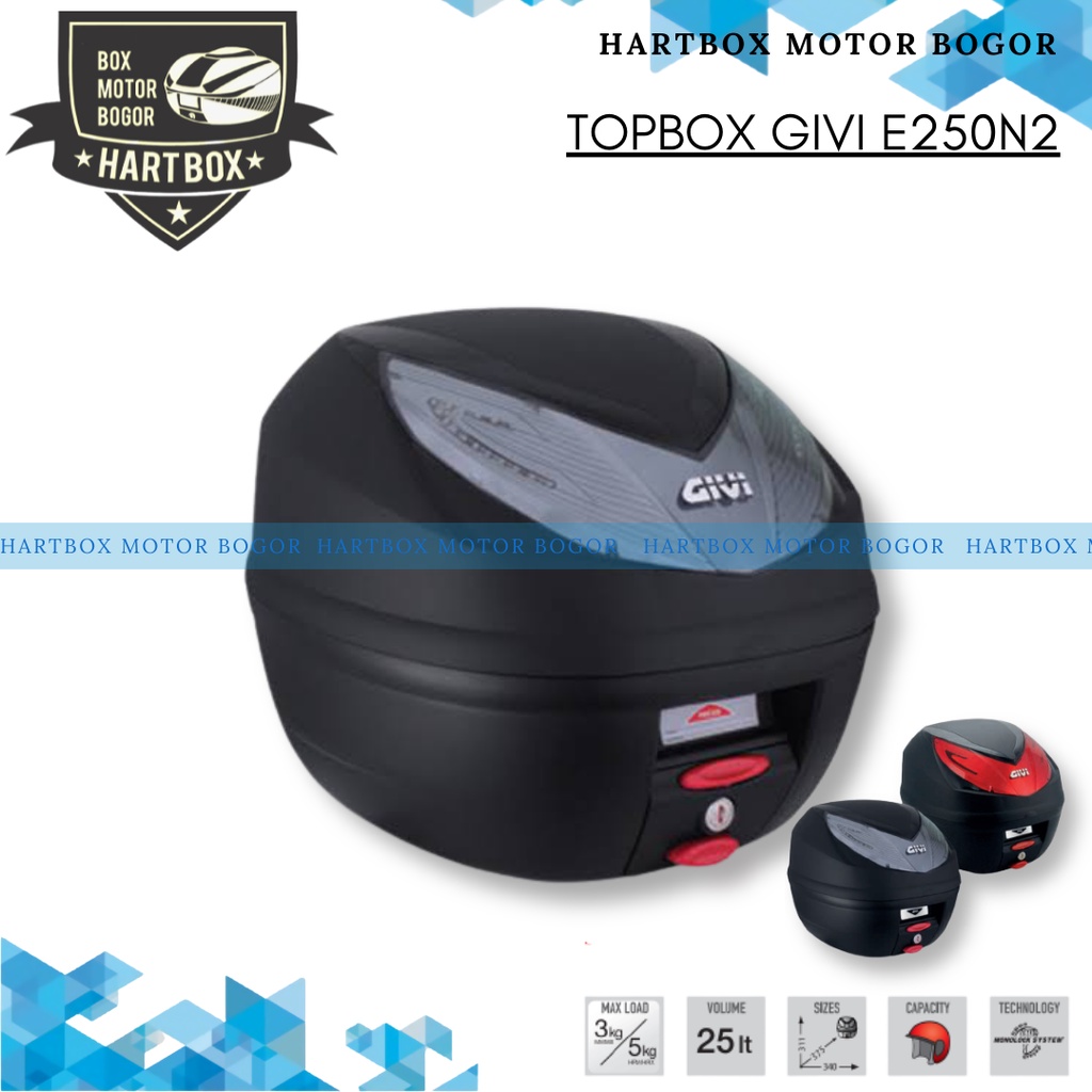 TopBox Givi E25 Mika Silver | Box Motor Box Touring Givi E 25 Box Motor Kecil Mini | Pusat Box Motor